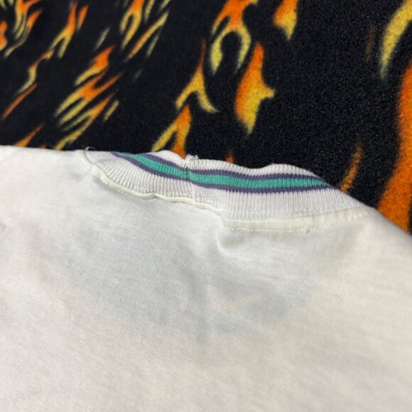 Vintage Hang Ten Regatta Mens Striped TShirt Oversized Small Flags Regatta STAIN - Picture 7 of 8